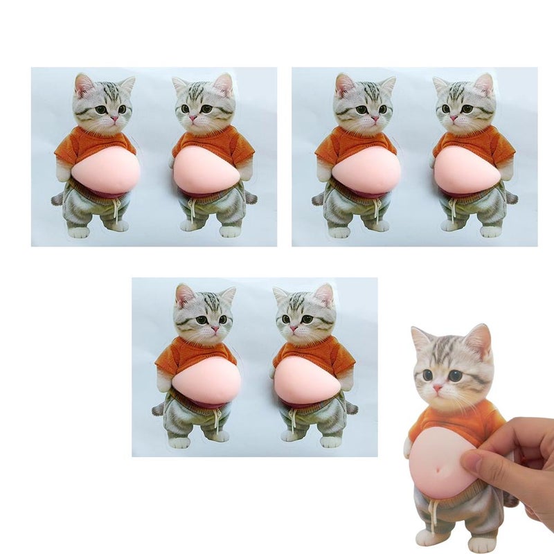 Cute 3D Cat Stickers with Big Belly